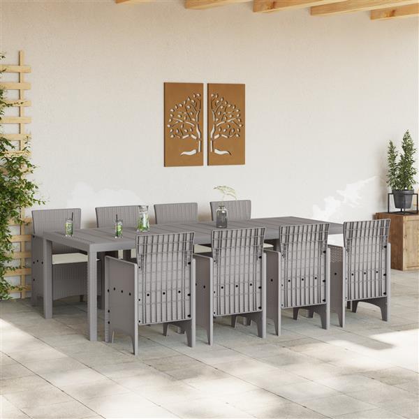 Grote foto vidaxl tuin eetset 9 pcs wit polt riet tuin en terras tuinmeubelen