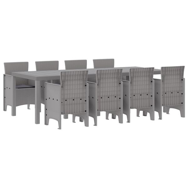 Grote foto vidaxl tuin eetset 9 pcs wit polt riet tuin en terras tuinmeubelen