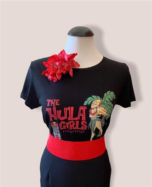 Grote foto pinrock hula girl. kleding dames overige kledingstukken