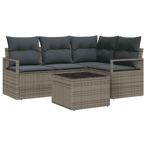 Grote foto vidaxl 4 delige tuinsofa set met kussens in zwart poly rattan tuin en terras tuinmeubelen