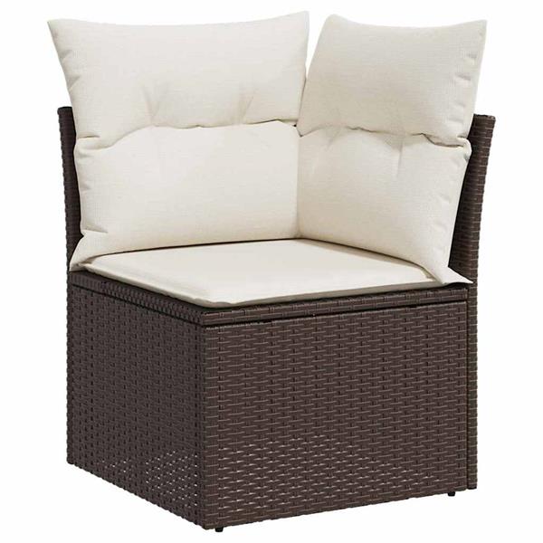 Grote foto vidaxl tuin sofa set met kussen met opslag 5 pcs bruin cr me tuin en terras tuinmeubelen