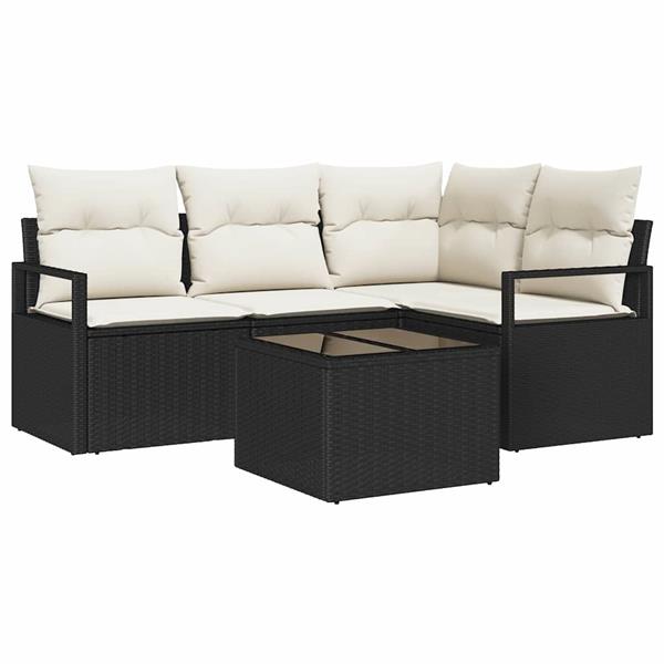 Grote foto vidaxl tuin sofa set met kussen met opslag 5 pcs bruin cr me tuin en terras tuinmeubelen