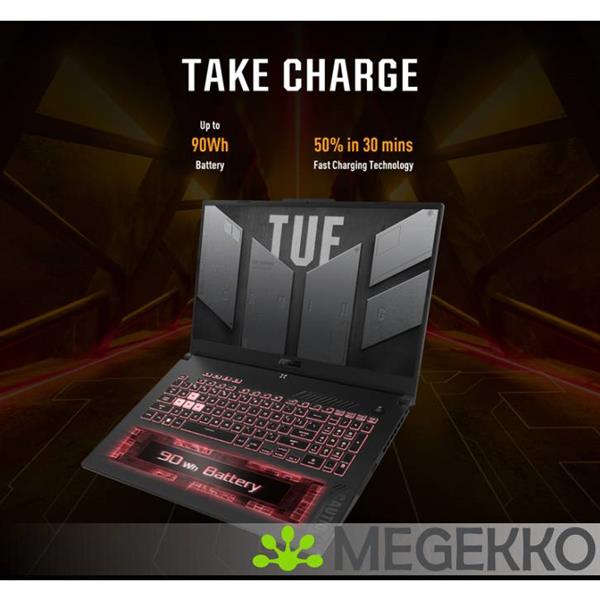 Grote foto asus tuf gaming f17 fa707nu hx135w 17.3 amd ryzen 5 rtx 4050 gaming laptop computers en software overige computers en software