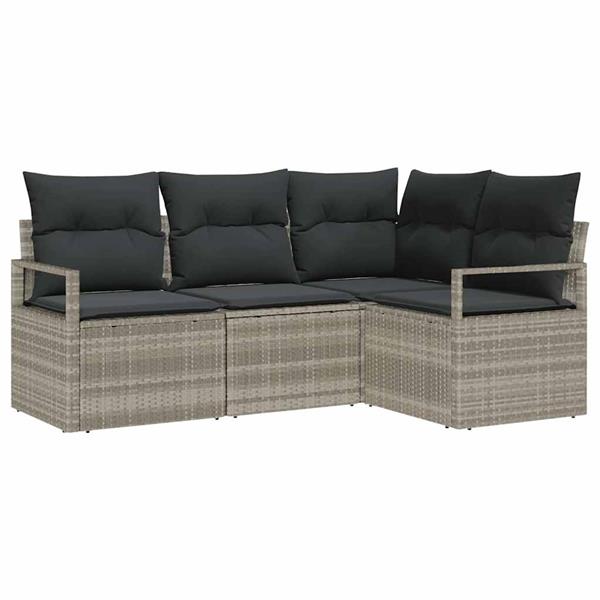 Grote foto vidaxl tuin sofa set 4 pcs lichtgrijs poly rattan poedergecoat staal tuin en terras tuinmeubelen