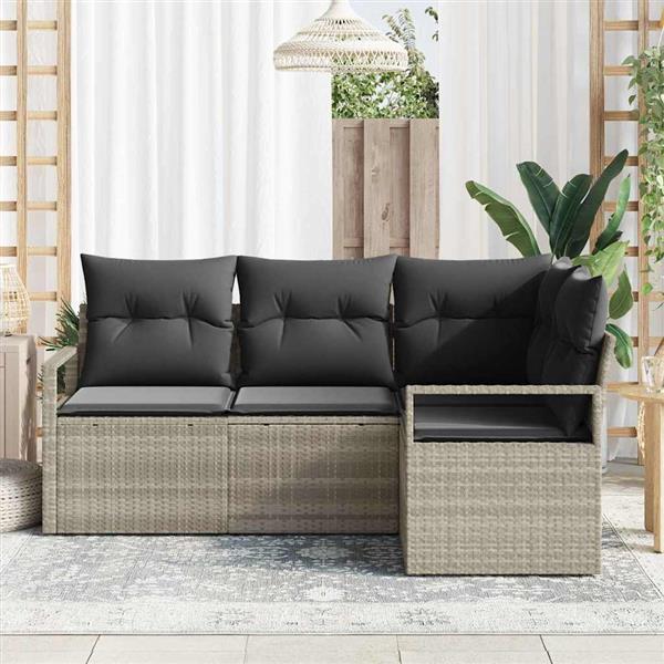 Grote foto vidaxl tuin sofa set 4 pcs lichtgrijs poly rattan poedergecoat staal tuin en terras tuinmeubelen