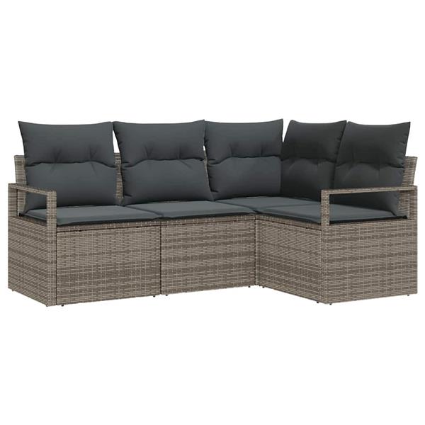 Grote foto vidaxl tuin sofa set 4 pcs grijs poly rattan poedergecoat staal tuin en terras tuinmeubelen