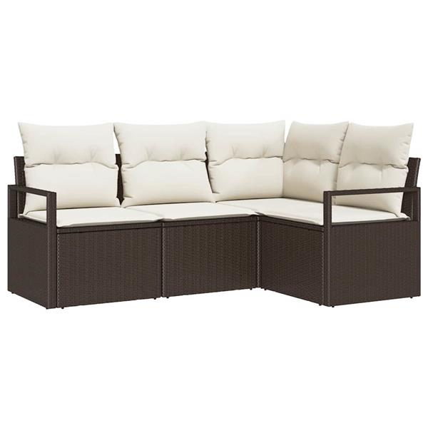 Grote foto vidaxl tuin sofa set met kussen met opslag 4 pcs bruin cr me tuin en terras tuinmeubelen