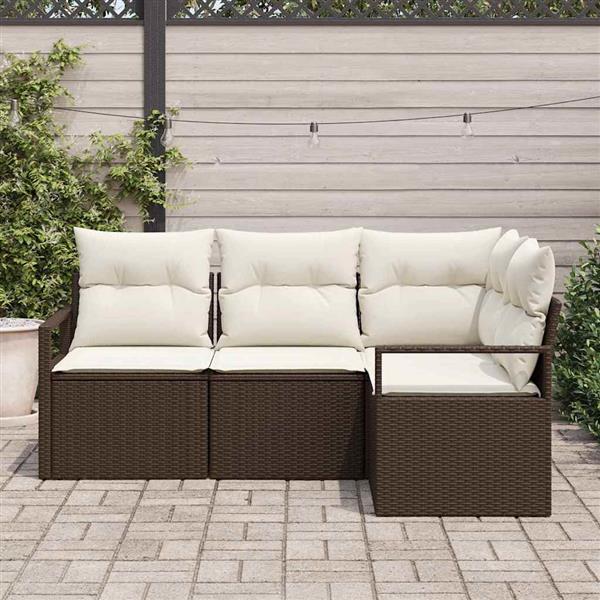 Grote foto vidaxl tuin sofa set met kussen met opslag 4 pcs bruin cr me tuin en terras tuinmeubelen