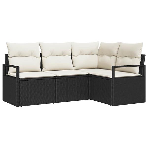 Grote foto vidaxl tuin sofa set met kussen met opslag 4 pcs zwart cr me tuin en terras tuinmeubelen