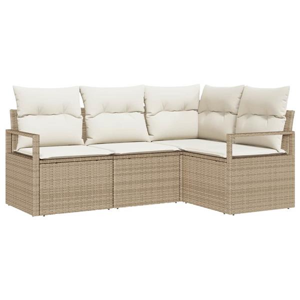 Grote foto vidaxl tuin sofa set met kussen met opslag 4 pcs beige cr me tuin en terras tuinmeubelen