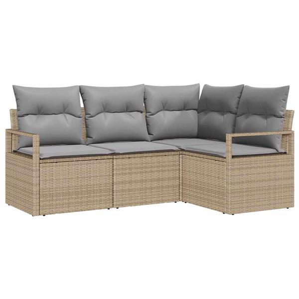 Grote foto vidaxl tuin sofa set met kussen met opslag 4 pcs beige lichtgrijs tuin en terras tuinmeubelen
