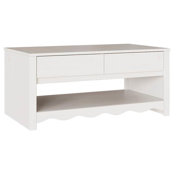 Grote foto vidaxl salontafel with drawer wit 99 x 55 x 45 cm massief grenenhout huis en inrichting eettafels