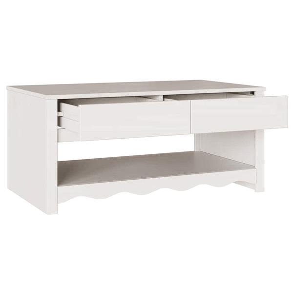 Grote foto vidaxl salontafel with drawer wit 99 x 55 x 45 cm massief grenenhout huis en inrichting eettafels