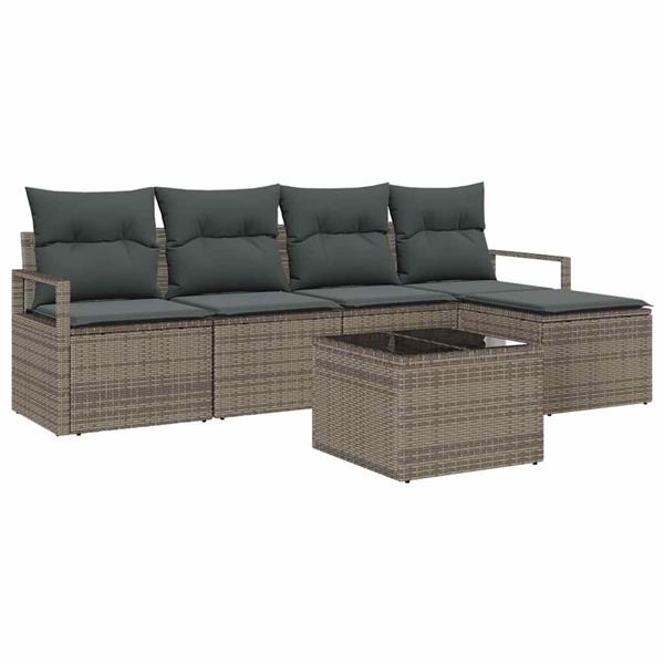 Grote foto vidaxl tuin sofa set 6 pcs lichtgrijs poly rattan poedergecoat staal tuin en terras tuinmeubelen