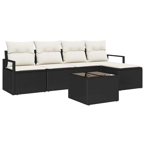 Grote foto vidaxl tuin sofa set met kussen met opslag 6 pcs bruin cr me tuin en terras tuinmeubelen