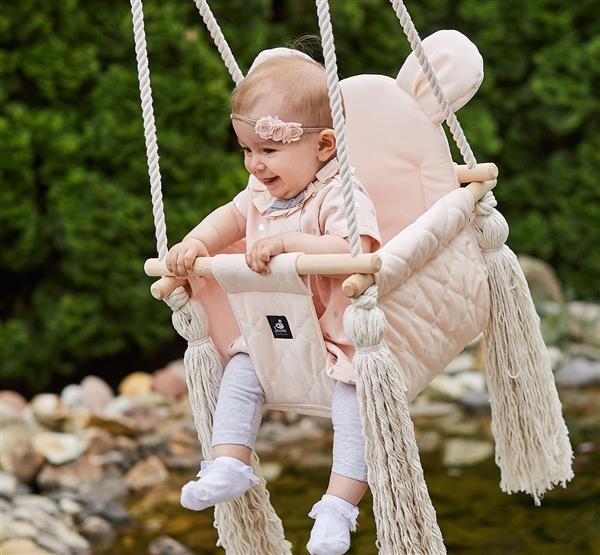 Grote foto babyschommel roze met veiligheidsgordels deur kozijn 2m kinderen en baby overige