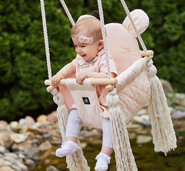 Grote foto babyschommel roze met veiligheidsgordels deur kozijn 2m kinderen en baby overige