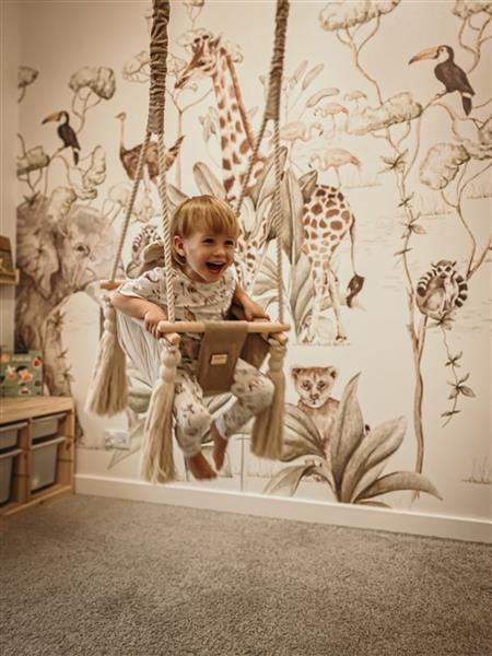 Grote foto babyschommel beige met veiligheidsgordels deur kozijn 2m kinderen en baby overige