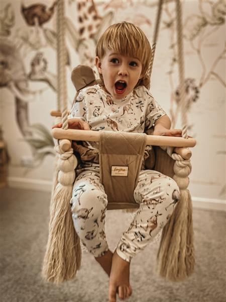 Grote foto babyschommel beige met veiligheidsgordels deur kozijn 2m kinderen en baby overige