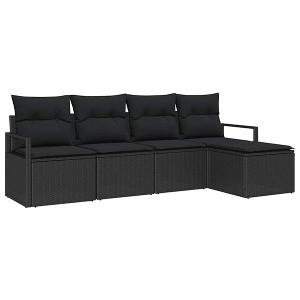 Grote foto vidaxl tuin sofa set 5 pcs zwart poly rattan poedergecoat staal tuin en terras tuinmeubelen