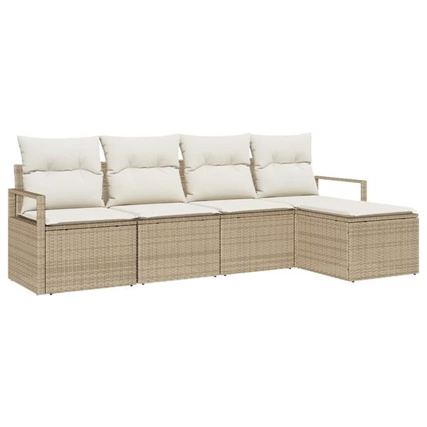 Grote foto vidaxl tuin sofa set met kussen met opslag 5 pcs beige cr me tuin en terras tuinmeubelen