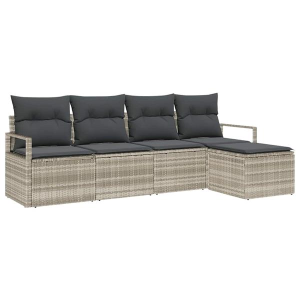 Grote foto vidaxl tuin sofa set 5 pcs lichtgrijs poly rattan poedergecoat staal tuin en terras tuinmeubelen