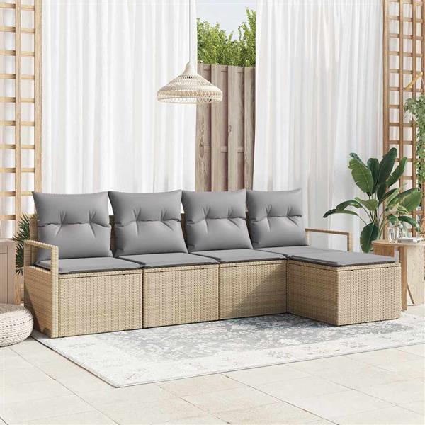 Grote foto vidaxl tuin sofa set met kussen met opslag 5 pcs beige lichtgrijs tuin en terras tuinmeubelen