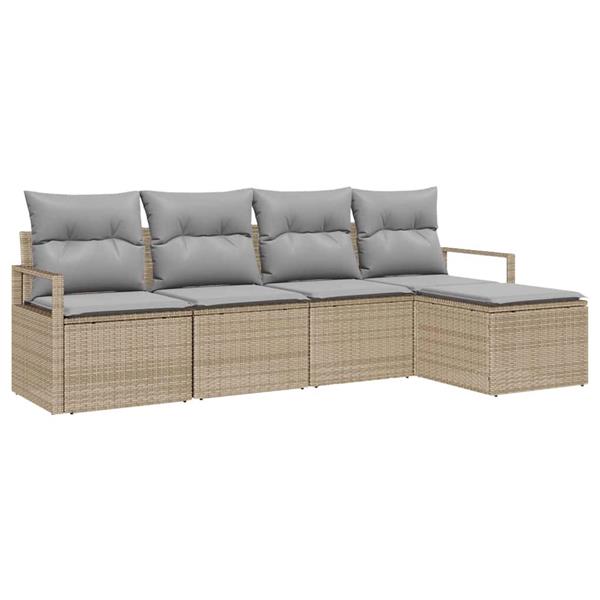Grote foto vidaxl tuin sofa set met kussen met opslag 5 pcs beige lichtgrijs tuin en terras tuinmeubelen