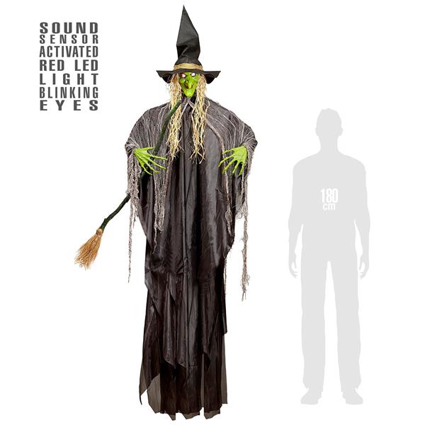 Grote foto halloween hangdecoratie heks met licht en geluid 2 4m verzamelen overige verzamelingen