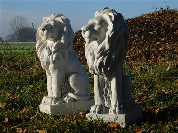 Grote foto set leeuwen links en rechts kijkend polystone wit tuin en terras tuindecoratie