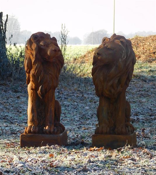Grote foto set leeuwen links en rechts kijkend polystone oxid tuin en terras tuindecoratie
