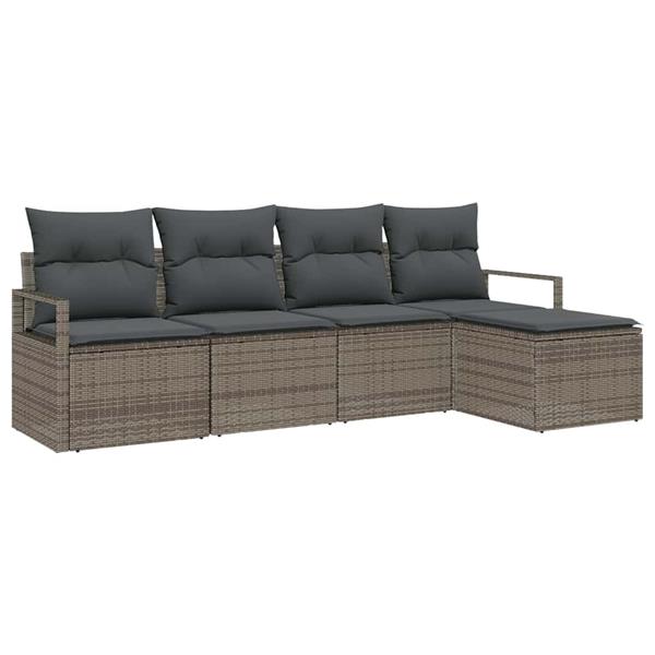 Grote foto vidaxl tuin sofa set 5 pcs grijs poly rattan poedergecoat staal tuin en terras tuinmeubelen