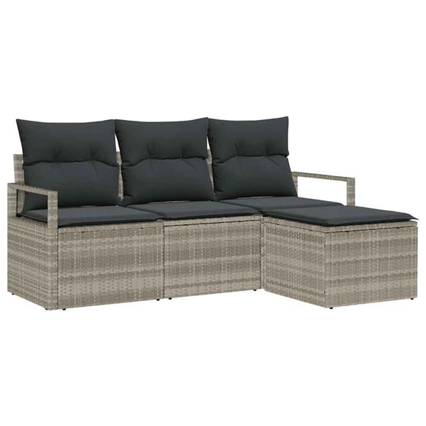 Grote foto vidaxl tuin sofa set 4 pcs lichtgrijs poly rattan poedergecoat staal tuin en terras tuinmeubelen