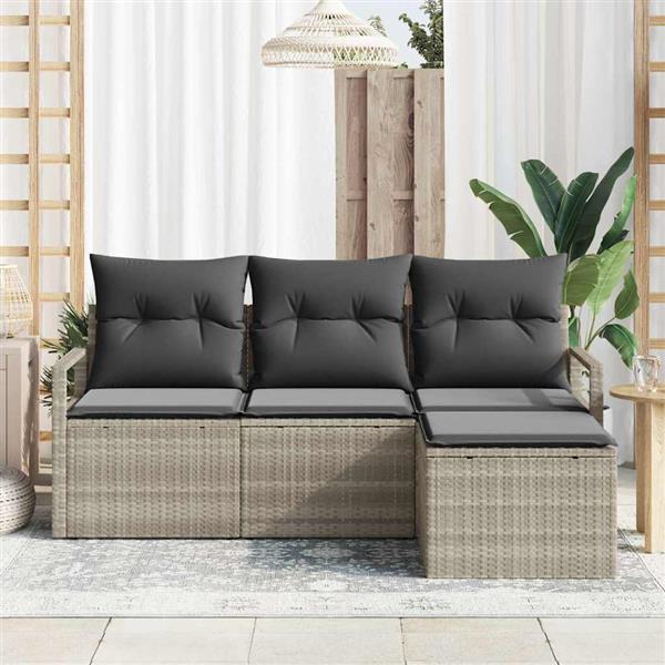 Grote foto vidaxl tuin sofa set 4 pcs lichtgrijs poly rattan poedergecoat staal tuin en terras tuinmeubelen