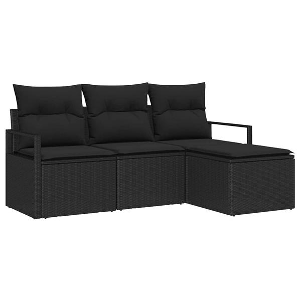 Grote foto vidaxl tuin sofa set 4 pcs zwart poly rattan poedergecoat staal tuin en terras tuinmeubelen