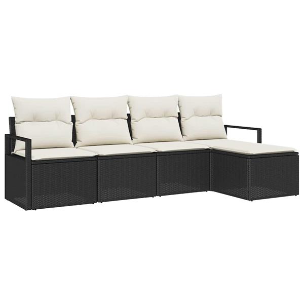 Grote foto vidaxl tuin sofa set met kussen met opslag 5 pcs zwart cr me tuin en terras tuinmeubelen