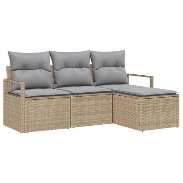 Grote foto vidaxl tuin sofa set met kussen met opslag 4 pcs beige lichtgrijs tuin en terras tuinmeubelen