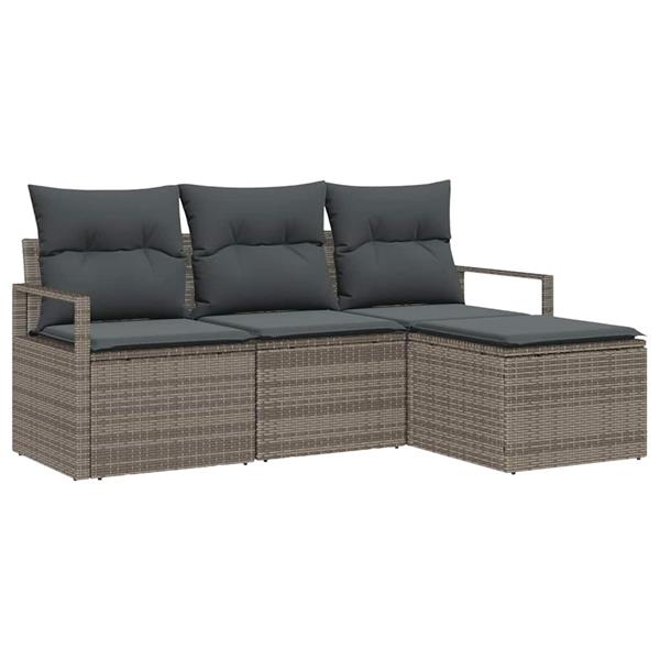 Grote foto vidaxl tuin sofa set 4 pcs grijs poly rattan poedergecoat staal tuin en terras tuinmeubelen