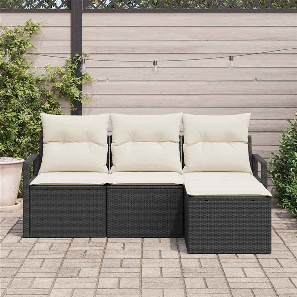 Grote foto vidaxl tuin sofa set met kussen met opslag 4 pcs zwart cr me tuin en terras tuinmeubelen