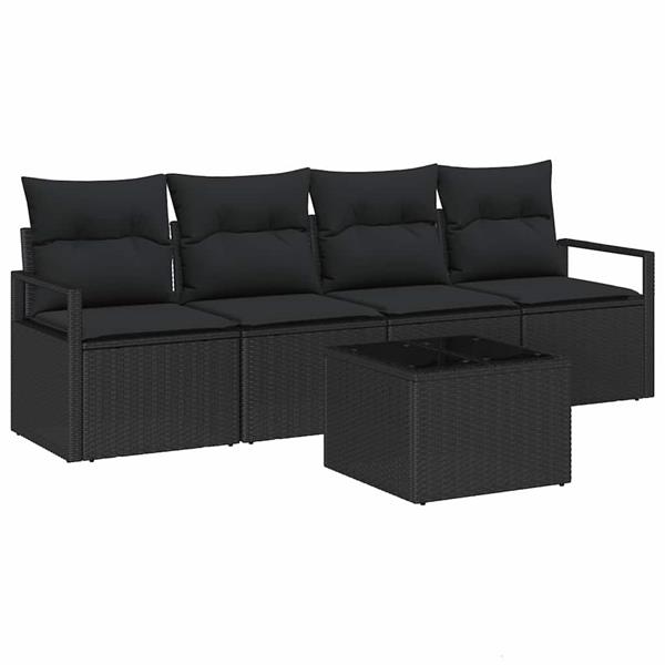 Grote foto vidaxl tuin sofa set met kussen met opslag 5 pcs zwart 55 x 55 x 37 cm tuin en terras tuinmeubelen