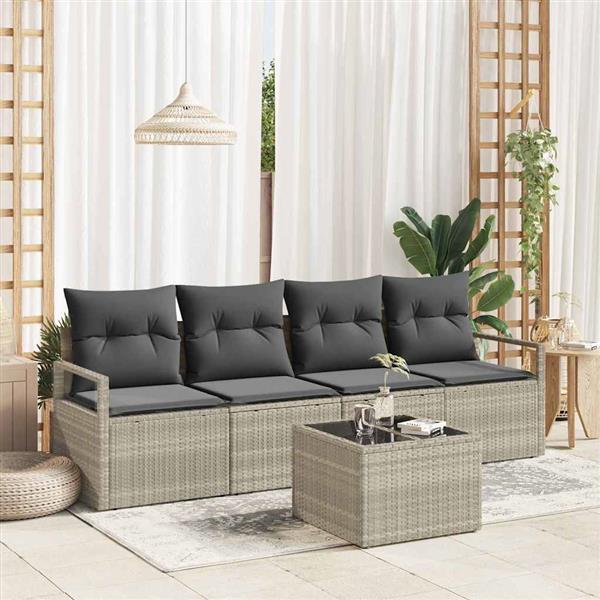 Grote foto vidaxl tuin sofa set 5 pcs lichtgrijs donkergrijs 55 x 55 x 37 cm tuin en terras tuinmeubelen
