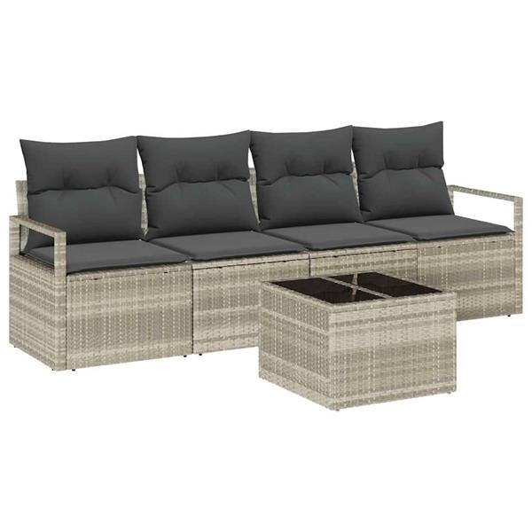 Grote foto vidaxl tuin sofa set 5 pcs lichtgrijs donkergrijs 55 x 55 x 37 cm tuin en terras tuinmeubelen
