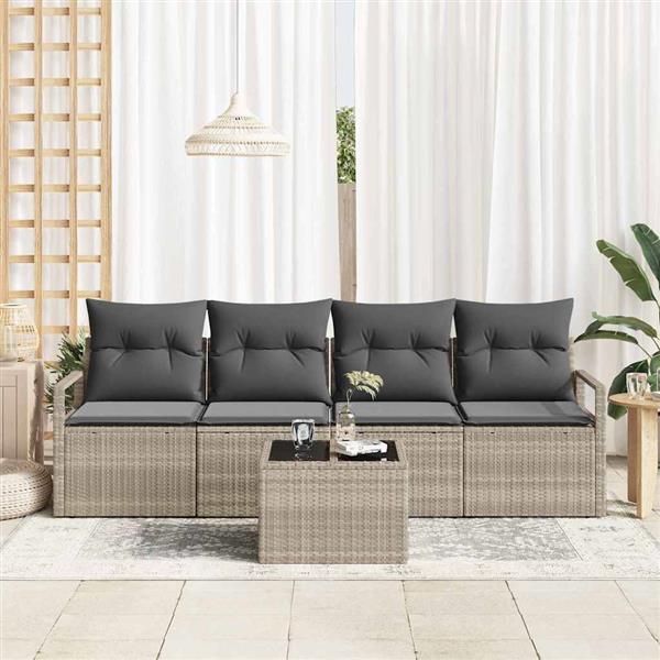 Grote foto vidaxl tuin sofa set 5 pcs lichtgrijs donkergrijs 55 x 55 x 37 cm tuin en terras tuinmeubelen