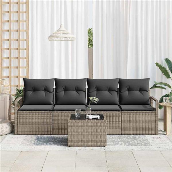 Grote foto vidaxl tuin sofa set met kussen met opslag 5 pcs grijs 55 x 55 x 37 cm tuin en terras tuinmeubelen