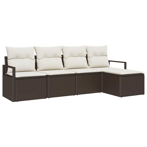Grote foto vidaxl tuin sofa set met kussen met opslag 5 pcs bruin cr me tuin en terras tuinmeubelen