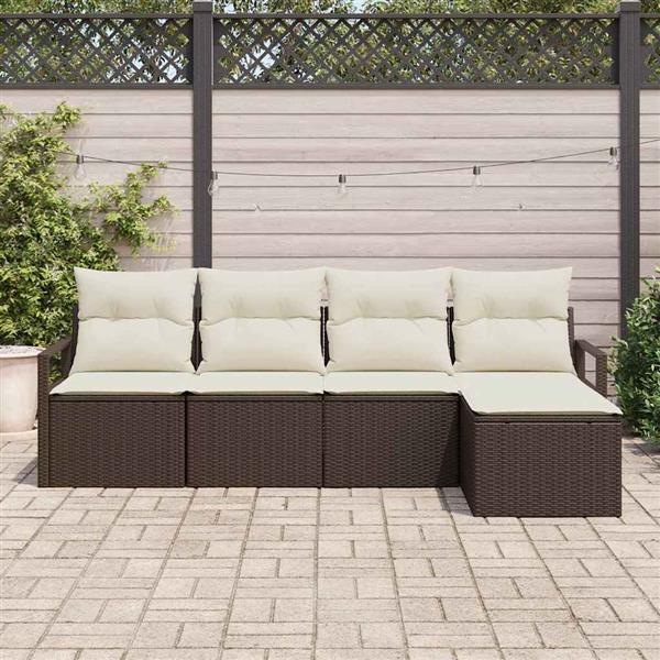 Grote foto vidaxl tuin sofa set met kussen met opslag 5 pcs bruin cr me tuin en terras tuinmeubelen