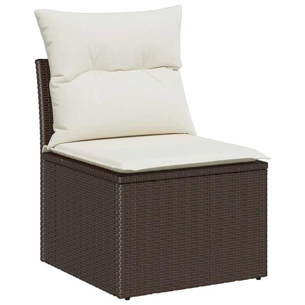 Grote foto vidaxl tuin sofa set met kussen met opslag 5 pcs bruin cr me tuin en terras tuinmeubelen