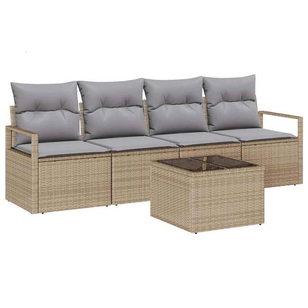 Grote foto vidaxl tuin sofa set met kussen 5 pcs beige grijs 55 x 55 x 37 cm tuin en terras tuinmeubelen