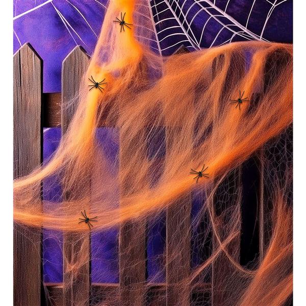 Grote foto halloween spinnenweb oranje met spinnen verzamelen overige verzamelingen