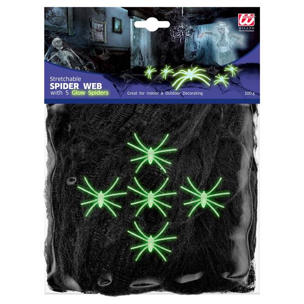 Grote foto halloween spinnenweb zwart met 5 spinnen 100gr verzamelen overige verzamelingen